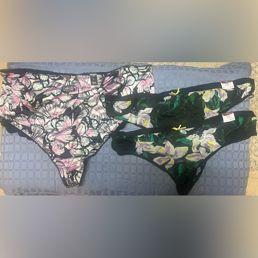 Lot of 3 NWT thongs 1- sz4 torrid satin & 2- 26/28 cacique no-show